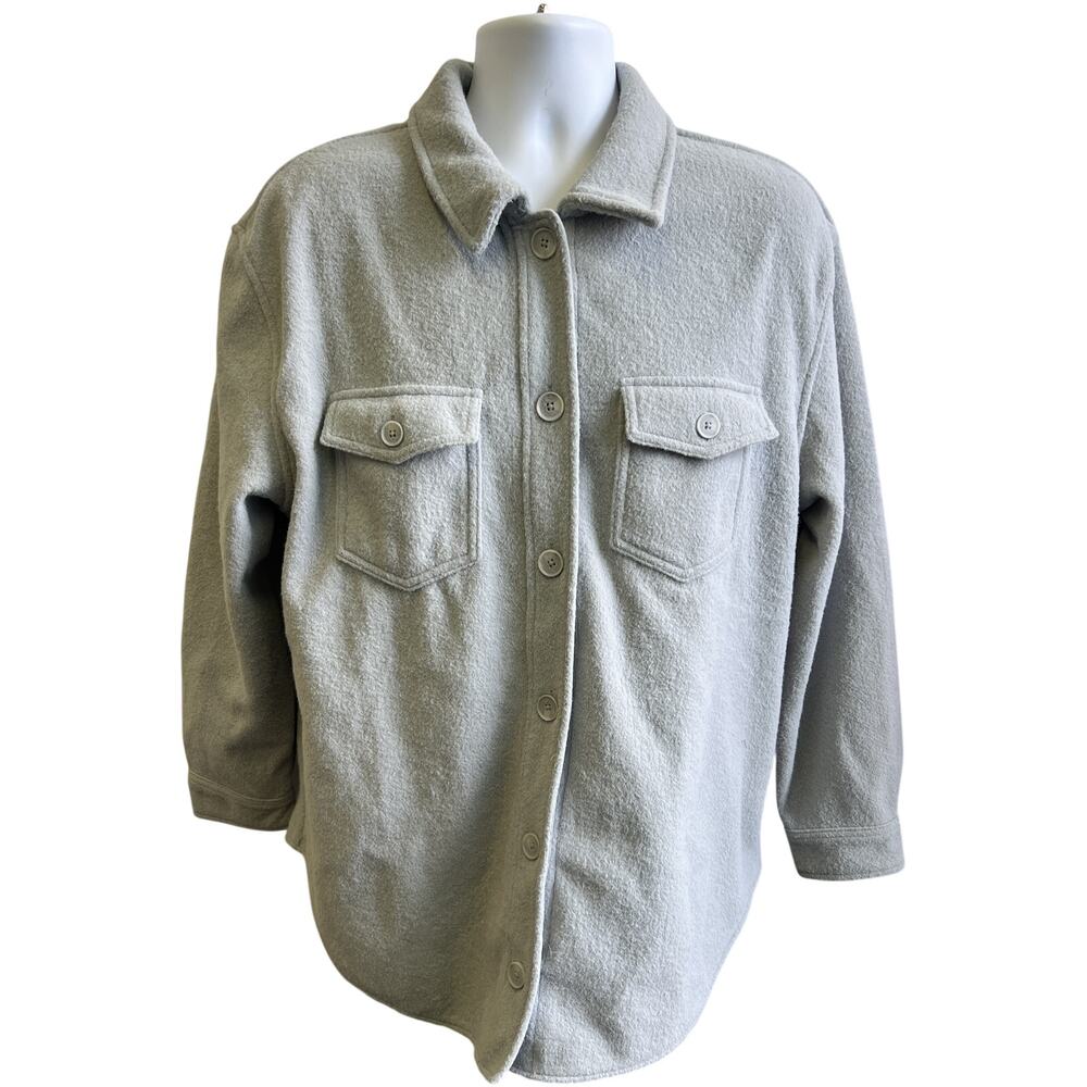 Hilary Radley XL Gray Shacket Overshirt Jacket Button Front Country-Coded Layer - Picture 1 of 4